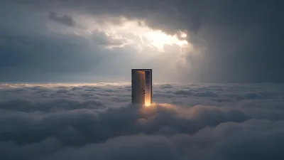 Tür auf der Wolkenhohebene