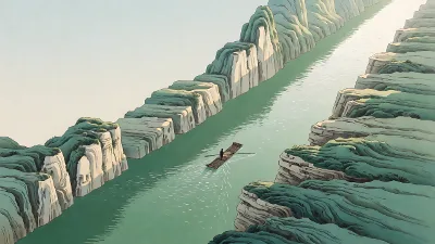Jade-Schlucht am Morgen: Fluss und Fels