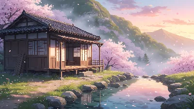 Casa de Té Montañosa al Amanecer