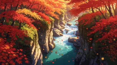 Herbstgorge mit Stromschnellen