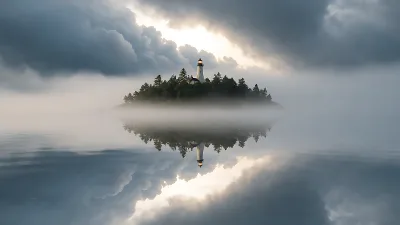 Île sur le dos d'un baleine
