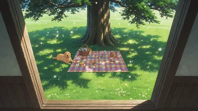 Picknick unter der Zedre