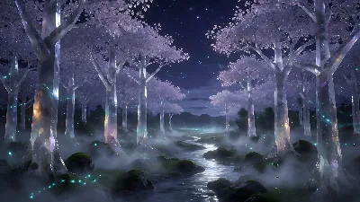 Bosque de Cristal Bajo la Luna