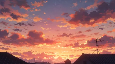 Feuriger Sonnenuntergangs-Deck