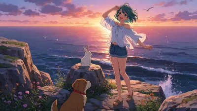 Compañeros del atardecer costero