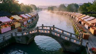 Paseo matutino por el mercado fluvial