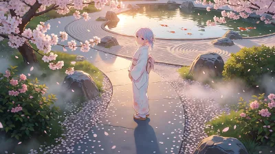 Amanecer en un Jardín Zen