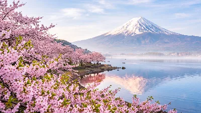 Cherry Blossom Reflections at Mount Fuji