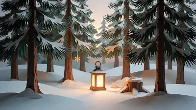 Stilles Papierwaldlicht im Winter