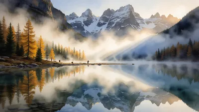 Alpiner Spiegelsee im Morgenlicht