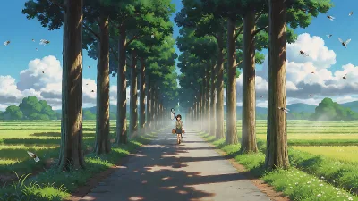 Zikadensommer: Landstraße und Zeder