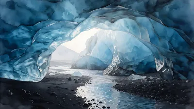 Caverne de glace glaciaire