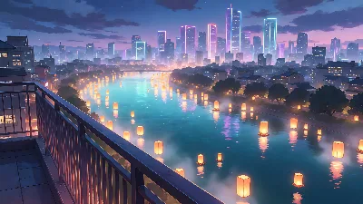 Linternas del Río al Atardecer