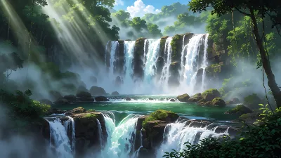 Monsum-Wasserfall im Grün