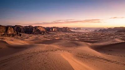 Golden Desert Plateau at Dusk