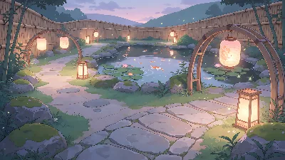 Jardín Zen Nocturno Tranquilo