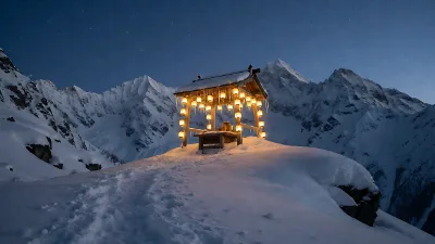 Bergaltar bei Mondlicht und Schnee