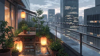 Jardín en Azotea Lluvioso