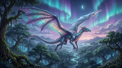 Dragon d’Aurore au-dessus de la Forêt Enchantée