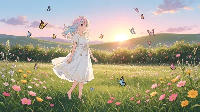Prado al Amanecer con Chica Anime