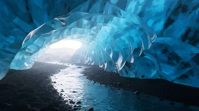 Glacier-Iseishöhle im blauen Licht