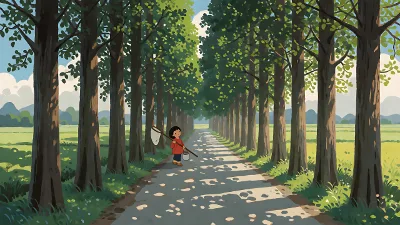 Sommerstraße mit Zikaden