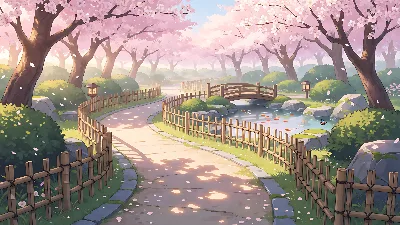 Camino de Jardín Primaveral al Sol