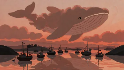 Sonnenuntergang-Meer-Wal