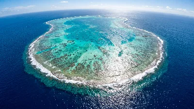 Aerial Coral Reef Lagoon in Vibrant Blues