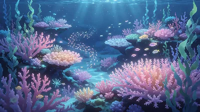Noche en el arrecife de coral luminoso