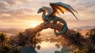 Dragon de l'Oasis au Crépuscule