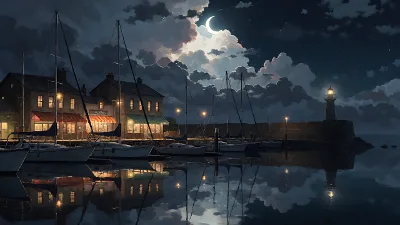 Nacht am Superyacht-Hafen