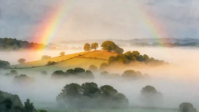 La vallée de l'arc-en-ciel de brouillard