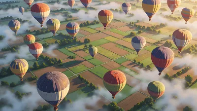 Morgendämmerung mit Ballons