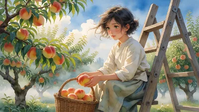 Orchardenleiter am Morgen