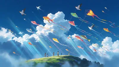 Journée de cerfs-volants bleue