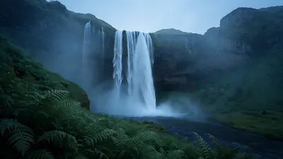 Hochlandwasserfall im Vollmond