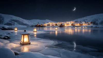 Mitternachtlicher Eisfjord-Fest