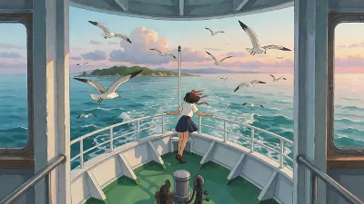 Insel-Fähre im Morgenlicht