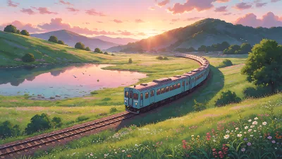 Morgendlicher Zug durch grünes Tal