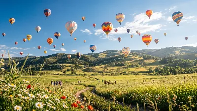 Festival de ballons au-dessus des collines