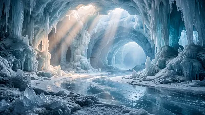 Glowing Ice Cave Depths