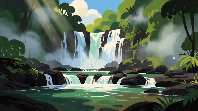 Monsum-Wasserfall im grünen Regenwald