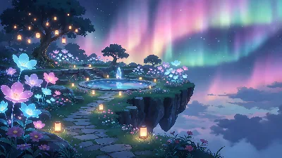 Jardín Celeste en una Isla Luminosa