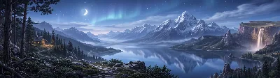 Sereno Lago Alpino Fantástico a la Hora Azul