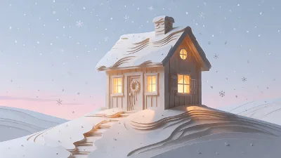 Papier‑gefaltetes Winter‑Hütte‑Glanz