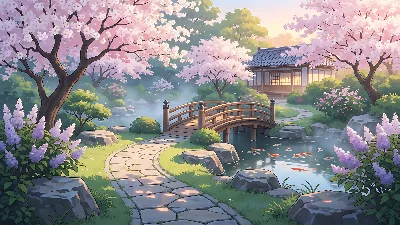 Paseo en Jardín de Flores al Amanecer