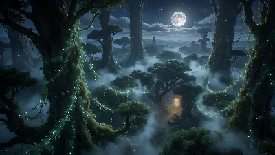 Dosel iluminado bajo luna