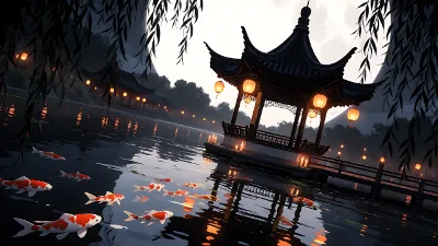 Pavillon d'Encre sous la Lune