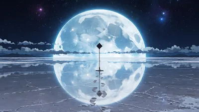 Lever de lune sur les lacs salés
